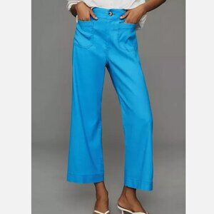 Anthropologie Maeve 26T The Colette Cropped Wide-Leg Pants Linen Sky Blue 26 T